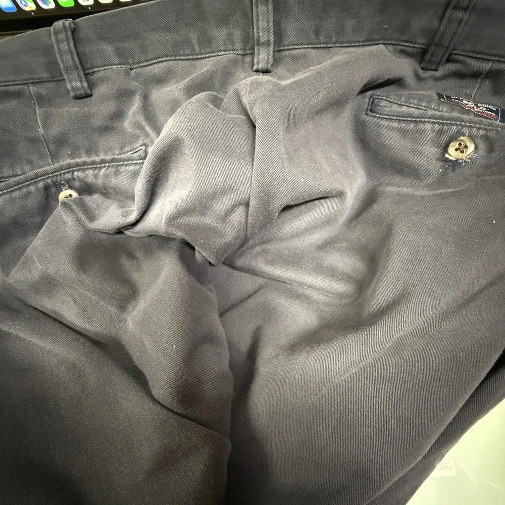 VTG Polo Ralph Lauren Andrew Pant Mens 40x29 Navy Pleated Classic Chino 40